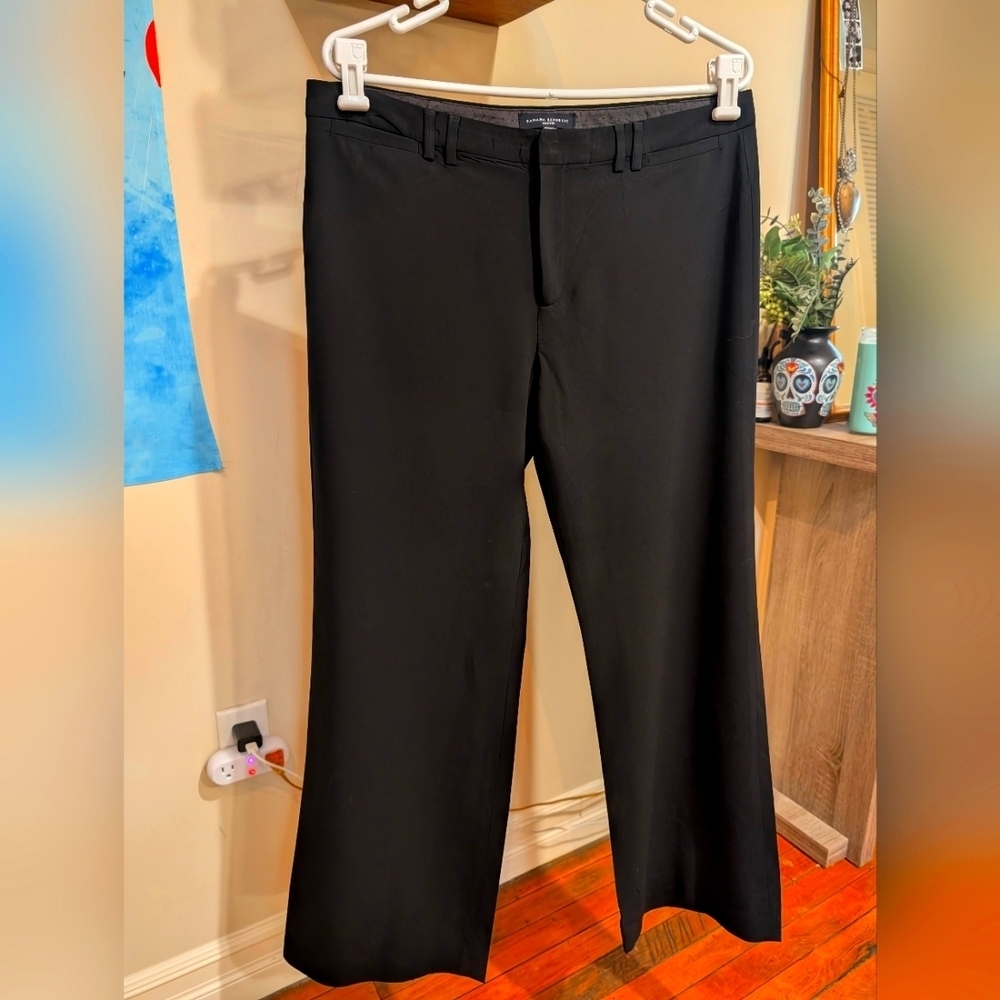 Vintage Wool Banana Republic Martin Stretch Black Trousers (12, 96% wool)